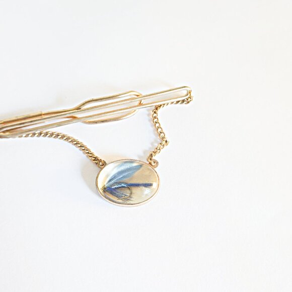 1940s Vintage Tie Bar with Fishing Lure - Picture 1 of 2